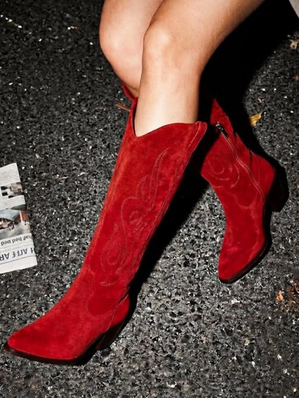 Cowboy Boots for Women - Knee High Wide Calf Cowgirl Boots
